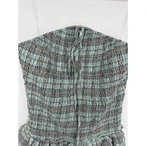 NWT Peppermayo Picture This Maxi Dress Women's 2 Gray Blue Check Pattern Party - Picture 7 of 14